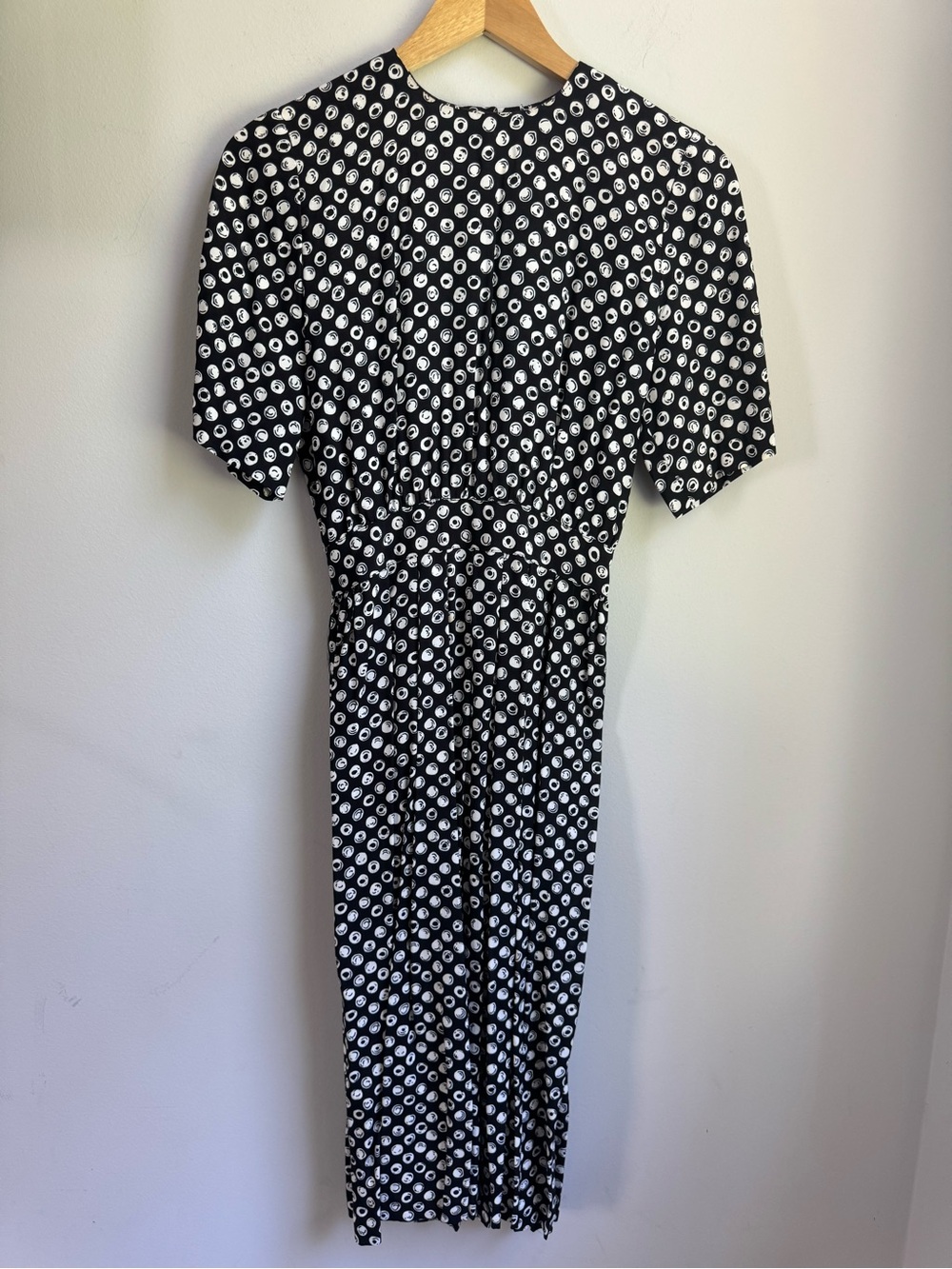 karin stevens Black White Polka Dot Midi Dress Grandmillenial vintage classic